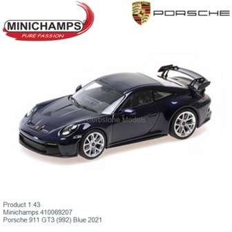 Product 1:43 | Minichamps 410069207 | Porsche 911 GT3 (992) Blue 2021