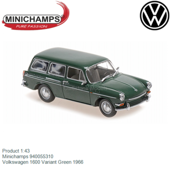 Product 1:43 | Minichamps 940055310 | Volkswagen 1600 Variant Green 1966