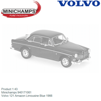 Product 1:43 | Minichamps 940171061 | Volvo 121 Amazon Limousine Blue 1966
