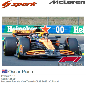 Product 1:12 | Spark 12S051 | McLaren Formula One Team MCL38 2023 - O.Piastri