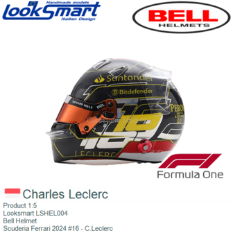 Product 1:5 | Looksmart LSHEL004 | Bell Helmet | Scuderia Ferrari 2024 #16 - C.Leclerc