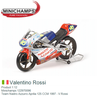 Product 1:12 | Minichamps 122970096 | Team Nastro Azzurro Aprilia 125 CCM 1997 - V.Rossi