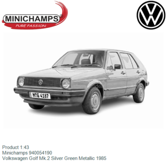 Product 1:43 | Minichamps 940054190 | Volkswagen Golf Mk.2 Silver Green Metallic 1985