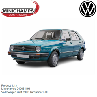 Product 1:43 | Minichamps 940054191 | Volkswagen Golf Mk.2 Turquoise 1985