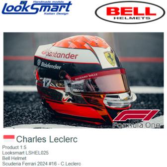 Product 1:5 | Looksmart LSHEL025 | Bell Helmet | Scuderia Ferrari 2024 #16 - C.Leclerc