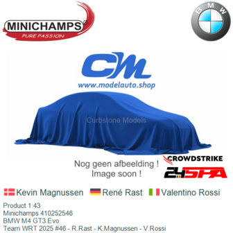 Product 1:43 | Minichamps 410252546 | BMW M4 GT3 Evo | Team WRT 2025 #46 - R.Rast - K.Magnussen - V.Rossi