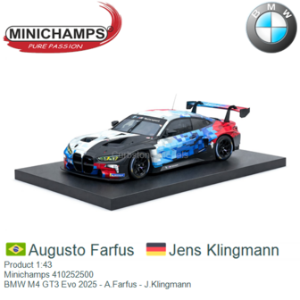 Product 1:43 | Minichamps 410252500 | BMW M4 GT3 Evo 2025 - A.Farfus - J.Klingmann