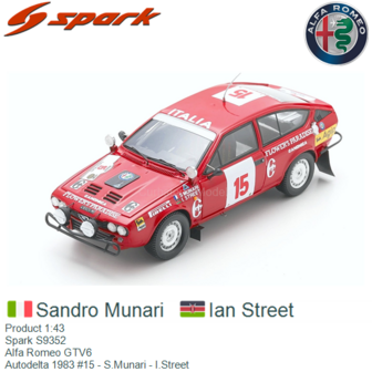 Product 1:43 | Spark S9352 | Alfa Romeo GTV6 | Autodelta 1983 #15 - S.Munari - I.Street