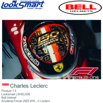 Product 1:5 | Looksmart LSHEL028 | Bell Helmet | Scuderia Ferrari 2025 #16 - C.Leclerc