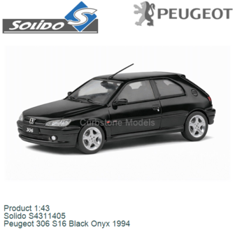 Product 1:43 | Solido S4311405 | Peugeot 306 S16 Black Onyx 1994