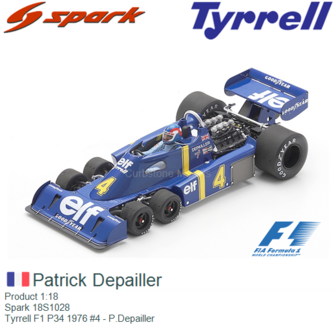 Product 1:18 | Spark 18S1028 | Tyrrell F1 P34 1976 #4 - P.Depailler