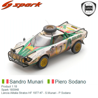 Product 1:18 | Spark 18S948 | Lancia Alitalia Stratos HF 1977 #7 - S.Munari - P.Sodano