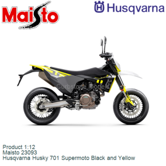 Product 1:12 | Maisto 23093 | Husqvarna Husky 701 Supermoto Black and Yellow