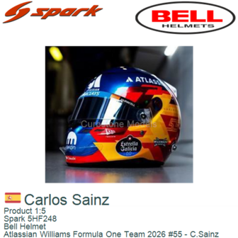Product 1:5 | Spark 5HF248 | Bell Helmet | Atlassian Williams Formula One Team 2026 #55 - C.Sainz