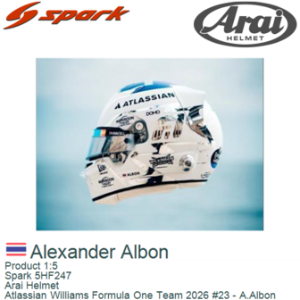 Product 1:5 | Spark 5HF247 | Arai Helmet | Atlassian Williams Formula One Team 2026 #23 - A.Albon