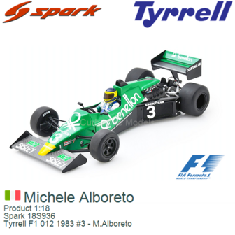 Product 1:18 | Spark 18S936 | Tyrrell F1 012 1983 #3 - M.Alboreto