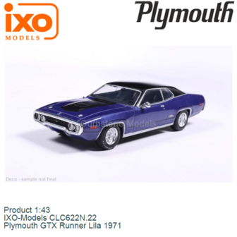 Product 1:43 | IXO-Models CLC622N.22 | Plymouth GTX Runner Lila 1971
