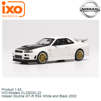 Product 1:43 | IXO-Models CLC633N.22 | Nissan Skyline GT-R R34 White and Black 2002
