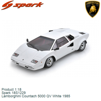 Product 1:18 | Spark 18S1229 | Lamborghini Countach 5000 QV White 1985