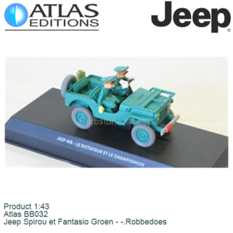 Product 1:43 | Atlas BB032 | Jeep Spirou et Fantasio Groen - -.Robbedoes
