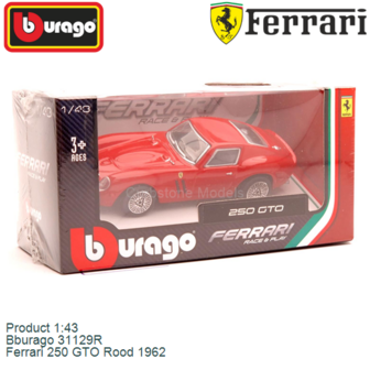 Product 1:43 | Bburago 31129R | Ferrari 250 GTO Rood 1962