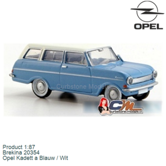Product 1:87 | Brekina 20354 | Opel Kadett a Blauw / Wit