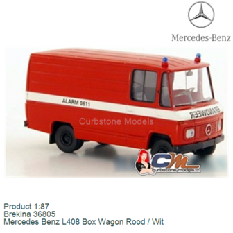 Product 1:87 | Brekina 36805 | Mercedes Benz L408 Box Wagon Rood / Wit