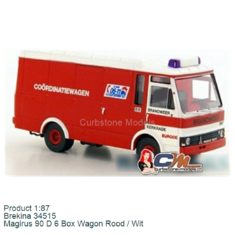 Product 1:87 | Brekina 34515 | Magirus 90 D 6 Box Wagon Rood / Wit
