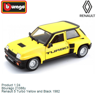 Product 1:24 | Bburago 21088y | Renault 5 Turbo Yellow and Black 1982