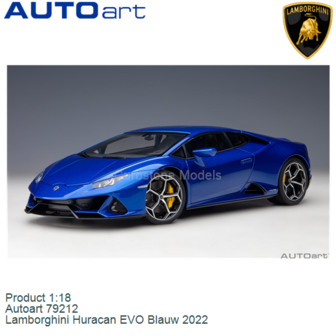 Product 1:18 | Autoart 79212 | Lamborghini Huracan EVO Blauw 2022