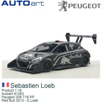Product 1:18 | Autoart 81353 | Peugeot 208 T16 PP | Red Bull 2013 - S.Loeb