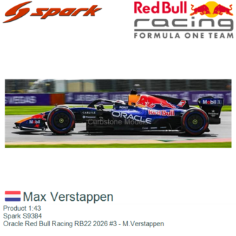 Product 1:43 | Spark S9384 | Oracle Red Bull Racing RB22 2026 #3 - M.Verstappen