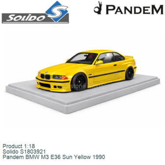 Product 1:18 | Solido S1803921 | Pandem BMW M3 E36 Sun Yellow 1990