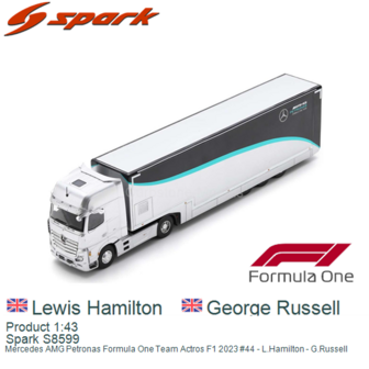 Product 1:43 | Spark S8599 | Mercedes AMG Petronas Formula One Team Actros F1 2023 #44 - L.Hamilton - G.Russell
