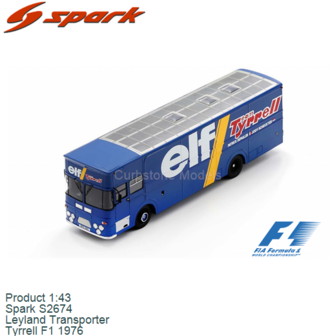 Product 1:43 | Spark S2674 | Leyland Transporter | Tyrrell F1 1976