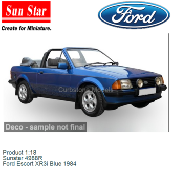 Product 1:18 | Sunstar 4988R | Ford Escort XR3i Blue 1984