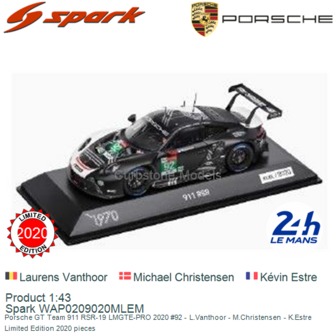 Product 1:43 | Spark WAP0209020MLEM | Porsche GT Team 911 RSR-19 LMGTE-PRO 2020 #92 - L.Vanthoor - M.Christensen - K.Estre