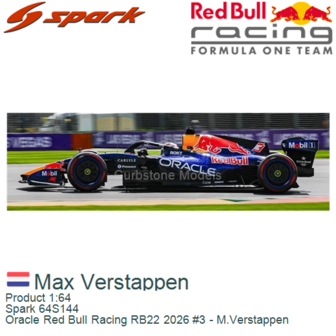 Product 1:64 | Spark 64S144 | Oracle Red Bull Racing RB22 2026 #3 - M.Verstappen