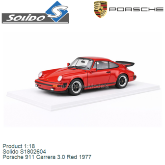 Product 1:18 | Solido S1802604 | Porsche 911 Carrera 3.0 Red 1977