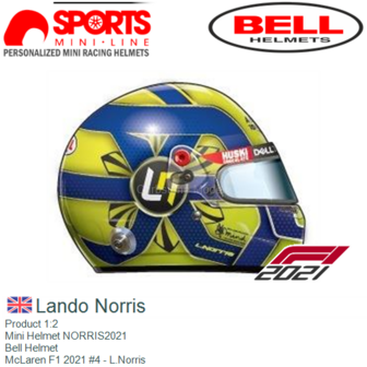 Product 1:2 | Mini Helmet NORRIS2021 | Bell Helmet | McLaren F1 2021 #4 - L.Norris