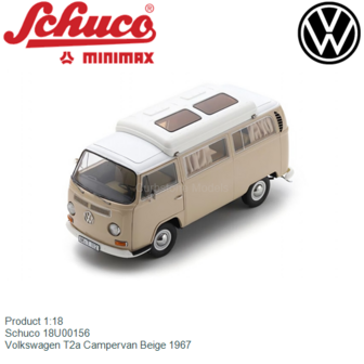 Product 1:18 | Schuco 18U00156 | Volkswagen T2a Campervan Beige 1967