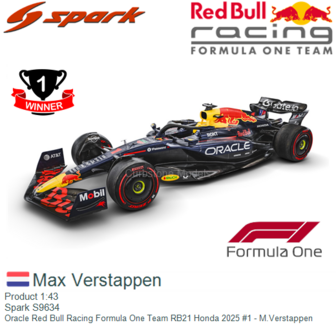 Product 1:43 | Spark S9634 | Oracle Red Bull Racing Formula One Team RB21 Honda 2025 #1 - M.Verstappen