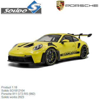 Product 1:18 | Solido SO1812104 | Porsche 911 GT3 RS (992) | Solido works 2023