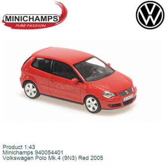 Product 1:43 | Minichamps 940054401 | Volkswagen Polo Mk.4 (9N3) Red 2005