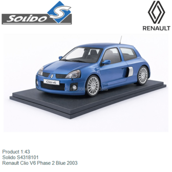 Product 1:43 | Solido S4318101 | Renault Clio V6 Phase 2 Blue 2003
