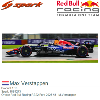 Product 1:18 | Spark 18S1273 | Oracle Red Bull Racing RB22 Ford 2026 #3 - M.Verstappen