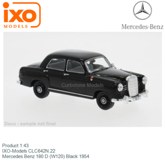 Product 1:43 | IXO-Models CLC642N.22 | Mercedes Benz 180 D (W120) Black 1954