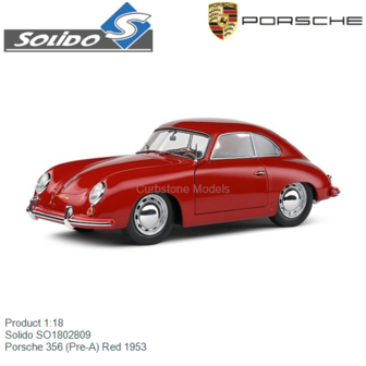 Product 1:18 | Solido SO1802809 | Porsche 356 (Pre-A) Red 1953
