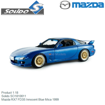 Product 1:18 | Solido SO1810611 | Mazda RX7 FD3S Innocent Blue Mica 1999