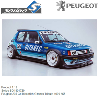 Product 1:18 | Solido SO1801720 | Peugeot 205 Gti Blackfish Gitanes Tribute 1990 #55